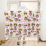 Personlig lastbil grävmaskin ansikte foto mjuk huva filt med initialer och namn födelsedagspresent för teknikfordon älskare