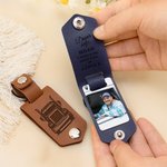 Gepersonaliseerde Drive Safe I Trucking Love You Auto Ontwerp Foto PU Lederen sleutelhanger met gegraveerde naam Verjaardag Verjaardagscadeau voor autobezitters