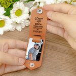 Gepersonaliseerde Drive Safe I Trucking Love You Auto Ontwerp Foto PU Lederen sleutelhanger met gegraveerde naam Verjaardag Verjaardagscadeau voor autobezitters