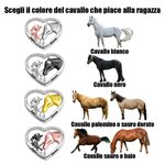 Collana personalizzabile a forma di cuore con ragazza e cavallo regalo ideale di compleanno e anniversario per donne ed amanti dei cavalli