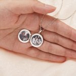 Personalized Birth Flower Photo Locket Necklace with Engraved Name Birthday Anniversary Gift for Women