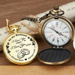 Personalized  I Love You Then I Love You Still Pocket Watch with Name and Title Birthday Anniversary Gift for Husband Boyfriend