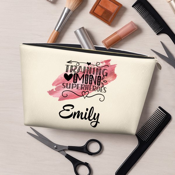 Henkilökohtainen vesiväri Travel Theme Design Portable Makeup Bag nimi Travel Storage vuosipäivä syntymäpäivä lahja naisille