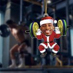 Personalisierte Gesicht Foto Weihnachtsmann Gewichtheben Hanging Acylic Ornament lustig Fitnessstudio Weihnachtsbaum Dekor Geschenk für Fitness-Liebhaber Workout Buddies