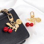 Personalized Initial Constellation Cherry Keychain Bag Accessory Birthday Gift for Women Girls