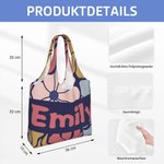 Personalisierte Dänische Blume Tragbare Große Tragetasche mit Namen Jahrestag Geburtstag Geschenk für Damen