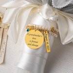 Personalized Bling Rhinestone Pearl Something Blue Zircon Bouquet Charm with Text  Anniversary Bridal Shower Wedding Gift for Bride