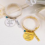 Personalized Bling Rhinestone Pearl Something Blue Zircon Bouquet Charm with Text  Anniversary Bridal Shower Wedding Gift for Bride