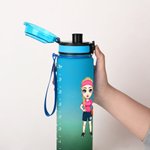 Personalised Gradient Cartoon Basketball Theme 32 oz Leakproof Motivational Sports Water Bottle with Name and Time Marker Gift for Basketball Lovers