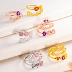 Anello regolabile personalizzato 1-6 fiori di nascita colorati con nome Gioielli delicati Regalo di compleanno e anniversario per la mamma e la nonna