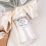 Personalized Bling Rhinestone Pearl Something Blue Zircon Bouquet Charm with Text  Anniversary Bridal Shower Wedding Gift for Bride