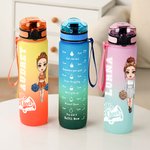 Personalised Cheerleading Girl Motivational Sports Water Bottle with Name and Time Marker Birthday Sports Game Day Gift for Cheerleader