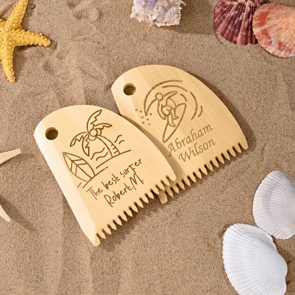 Personalisierte Hai Meeresschildkröte Design hölzerne Surfbrett Wachs Kamm mit eingraviertem Text Geburtstagsgeschenk für Surfen Liebhaber