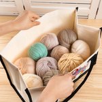 Sac en toile de grande capacité avec nom pour ranger le fil Cadeau d'anniversaire pour les amateurs de tricot et de crochet