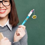 Personalised Birth Flower 4 in 1 Retractable Ball Pen with Cute Charm and Name Teacher's Day Back to School Birthday Gift for Teacher