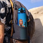 Personalised Gradient Cartoon Basketball Theme 32 oz Leakproof Motivational Sports Water Bottle with Name and Time Marker Gift for Basketball Lovers