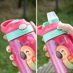 Personalized Forest Animal 16 oz Kid Water Bottle with Silicone Straw and Handle Back to School Birthday Holiday Gift for Boys Girls