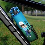 Bouteille d'eau de sport personnalisée avec nom et marqueur de temps Cadeau pour les amateurs de golf et de gym