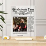 Gepersonaliseerde Krant stijl foto ouders bericht Acryl Plaquette met namen Datum en Base Home Decor Verjaardag Graduation Gift voor afgestudeerden
