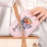 Boîte à bijoux en cuir PU avec nom et miroir de maquillage LED de couleur changeante Cadeau d'anniversaire et de mariage pour femmes