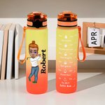 Bouteille d'eau de sport personnalisée avec nom et marqueur de temps Cadeau pour les amateurs de golf et de gym