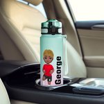 Personalized Gradient Cartoon Soccer Boy Girl 32 oz Leakproof Motivational Sports Water Bottle with Name and Time Marker Gift for Gym Soccer Lovers