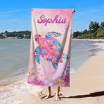 Henkilökohtainen akvarelli Ocean Animals Ylimitoitettu nopea kuiva rantapyyhe nimi kesäloma lisävaruste syntymäpäivälahja perheelle ystäville