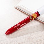 Personalised Birth Flower 4 in 1 Retractable Ball Pen with Cute Charm and Name Teacher's Day Back to School Birthday Gift for Teacher