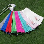 Personalised Embroidered Golf Pattern Absorbent Waffle Towel with Name and Hanging Clip Sports Accessories Birthday Gift for Golf Lovers