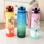 Personalized Cartoon Ball Sports Character 32 oz Water Bottle with Name Number and Time Marker Birthday Game Day Gift for Ball Sports Lovers