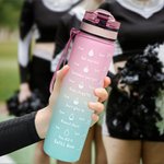 Personalised Cheerleading Girl Motivational Sports Water Bottle with Name and Time Marker Birthday Sports Game Day Gift for Cheerleader
