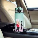 Bouteille d'eau de sport personnalisée avec nom et marqueur de temps Cadeau pour les amateurs de golf et de gym