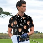 Personlig golf tema ansiktsfoto andningsbar polotröja med Lucky Number Rolig golfklubb födelsedagspresent för golfspelare