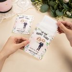 Personalized Cartoon Bride and Groom Set of 10 Watercolor Wedding Tissue Packs with Couple Name and Date Wedding Favors Party Gift for Guests