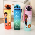 Gepersonaliseerde Cartoon Basketbal Jongen 32 oz Verloop Sport Waterfles met Naam en Tijd Marker Match Day Verjaardagscadeau voor Gym Sportliefhebbers