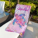 Henkilökohtainen akvarelli Ocean Animals Ylimitoitettu nopea kuiva rantapyyhe nimi kesäloma lisävaruste syntymäpäivälahja perheelle ystäville