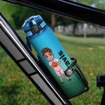 Personalised Gradient Cartoon Basketball Theme 32 oz Leakproof Motivational Sports Water Bottle with Name and Time Marker Gift for Basketball Lovers