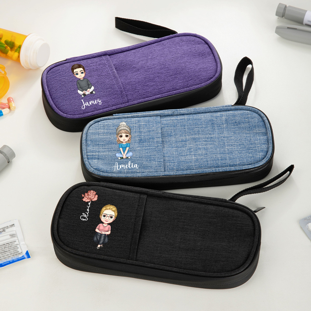 Personnalisé Cartoon Character Birth Flower Insulated Insulin Pen Cooler Travel Organizer with Name Diabetic Supplies Birthday Gift for Diabetic
