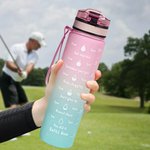 Personalised Cartoon Golf Character 32 oz Motivational Sport Water Bottle with Time Marker and Name Birthday Gift for Golf Enthusiasts
