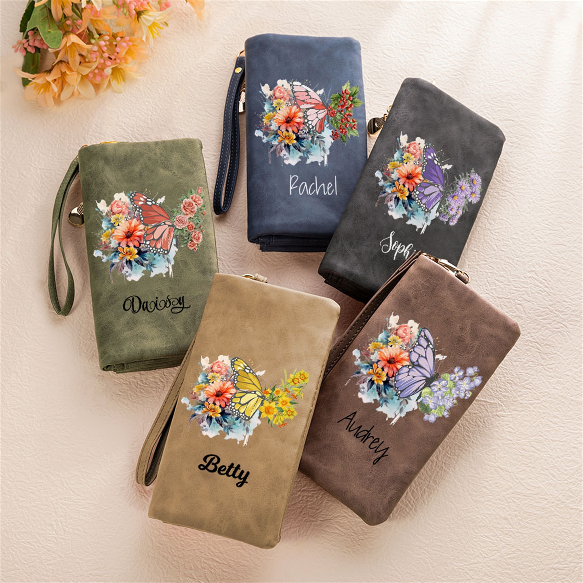 Portefeuille personnalisé en cuir PU avec nom et fentes pour cartes multiples Birthday Bridal Party Anniversary Gift for Her