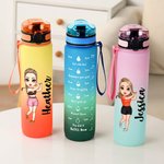 Bouteille d'eau de sport personnalisée avec nom et marqueur de temps Cadeau pour les amateurs de golf et de gym