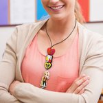 Personalized Apple Notebook Pencil Cartoon Character Detachable Lanyard with Key Ring and Text Funny Appreciation Back to School Gift for Teacher