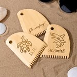 Personalisierte Hai Meeresschildkröte Design hölzerne Surfbrett Wachs Kamm mit eingraviertem Text Geburtstagsgeschenk für Surfen Liebhaber