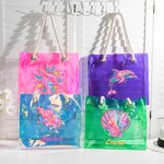 Personalizzato acquerello elementi oceano impermeabile olografico chiaro Tote Bag con nome spiaggia accessori compleanno anniversario regalo per le donne