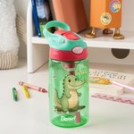 Personalized Forest Animal 16 oz Kid Water Bottle with Silicone Straw and Handle Back to School Birthday Holiday Gift for Boys Girls