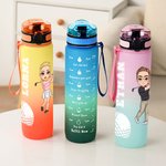 Personalised Cartoon Golf Character 32 oz Motivational Sport Water Bottle with Time Marker and Name Birthday Gift for Golf Enthusiasts