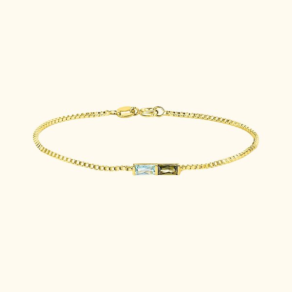 Personalised 1-6 Baguette Birthstones Dainty Bracelet Birthday Mother's Day Gift for Women