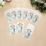 Personalized Cartoon Bride and Groom Set of 10 Watercolor Wedding Tissue Packs with Couple Name and Date Wedding Favors Party Gift for Guests