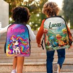 Personalized Cartoon Dinosaur Fantasy Unicorn Backpack Lunch Bag Pencil Case Set with Name Back to School Birthday Gift for Boys Girls