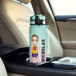Personalised Gradient Cartoon Basketball Theme 32 oz Leakproof Motivational Sports Water Bottle with Name and Time Marker Gift for Basketball Lovers